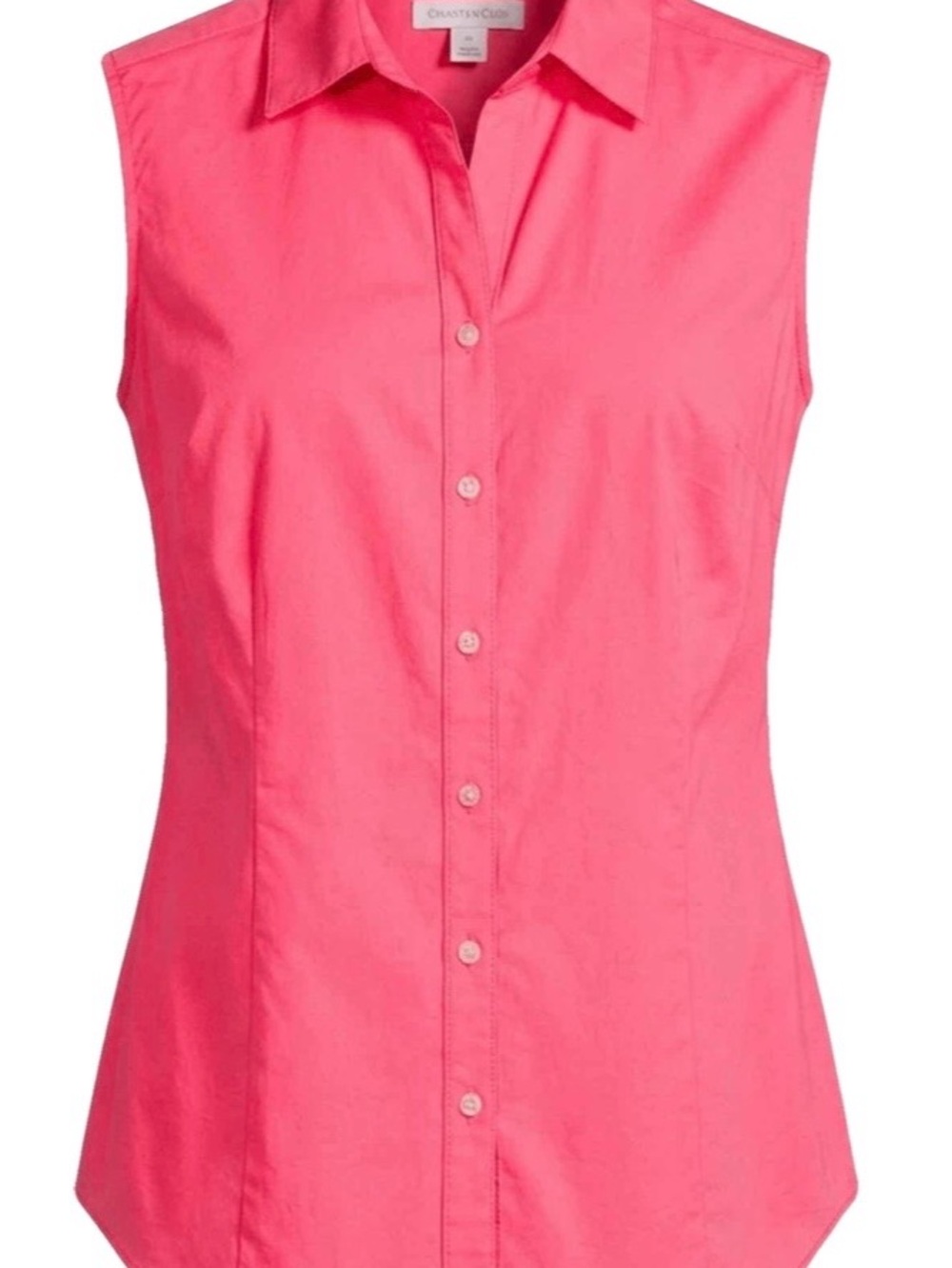 100% Cotton Sleeveless Button-Front Women's Shirt - Pink